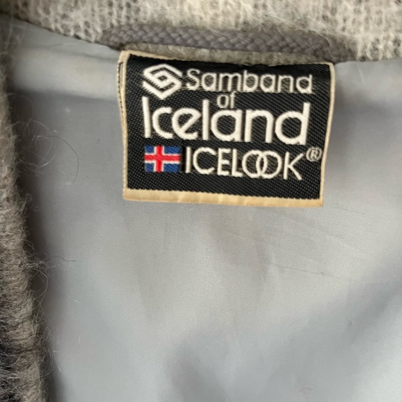 Samband Iceland Icelook Cardigan Belted Jacket Wool Womens Small Off White Gray. - Picture 7 of 10